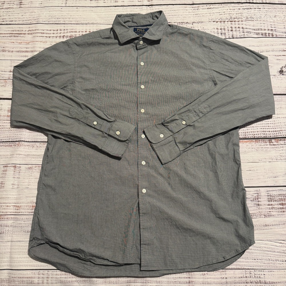 Ralph Lauren Slim Fit Stretch Poplin Shirt Black Long Sleeve Men's Size 2XL